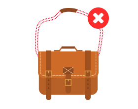 Baggage must not be strapped with any kind of rope or attached with long straps.